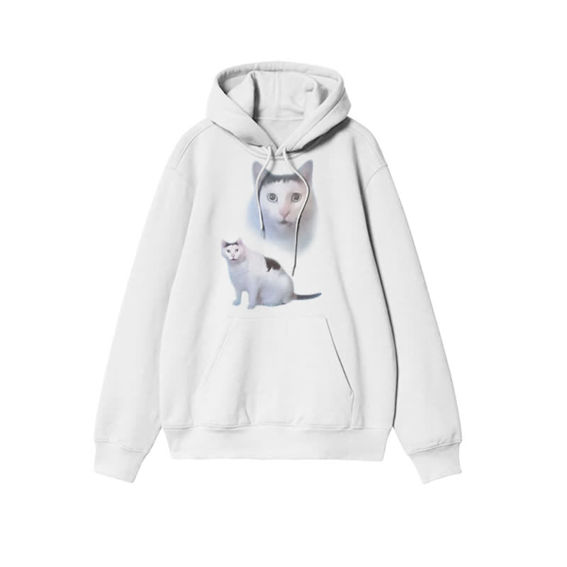 Unisex Confused Cat Print Hoodie