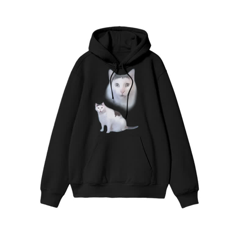 Unisex Confused Cat Print Hoodie