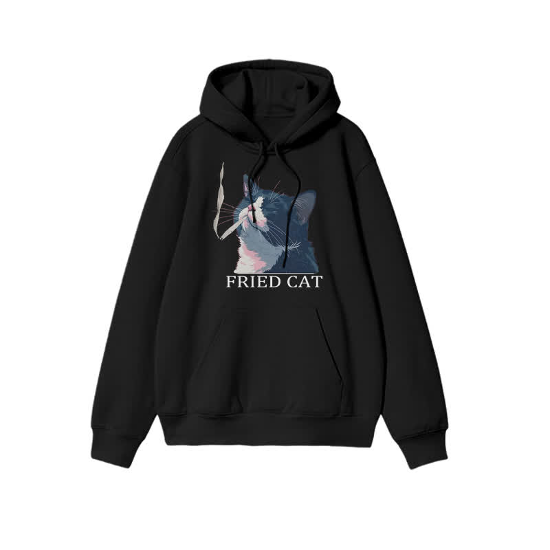 Unisex Fried Cat Print Hoodie