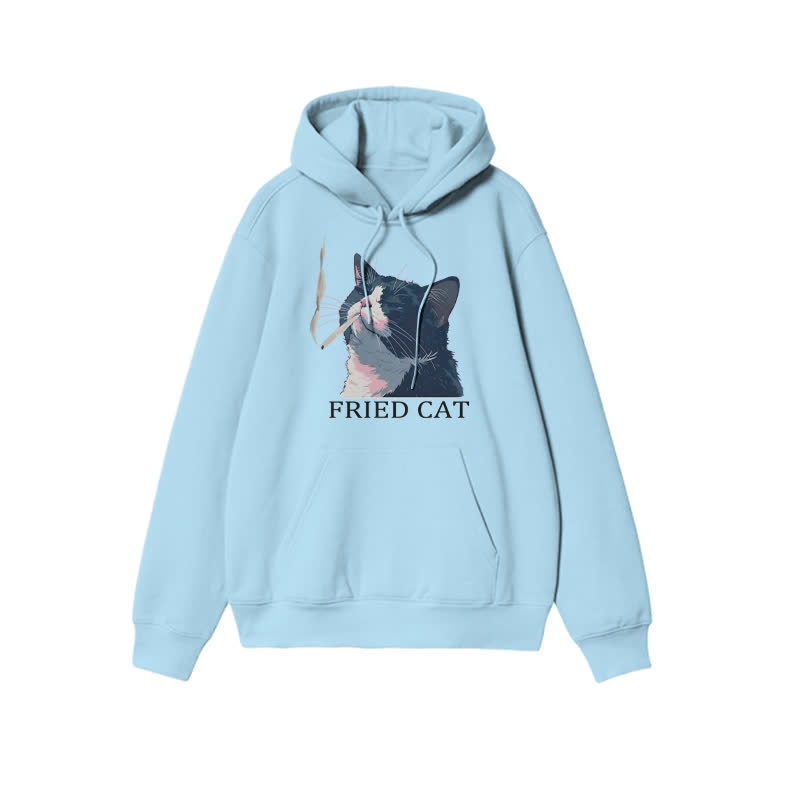 Unisex Fried Cat Print Hoodie