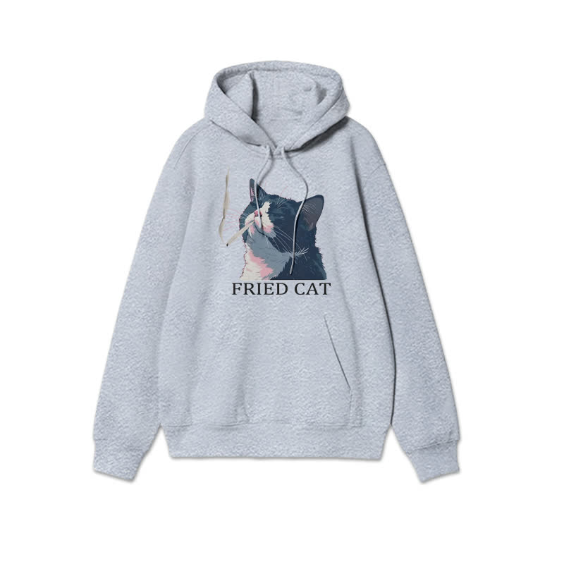 Unisex Fried Cat Print Hoodie