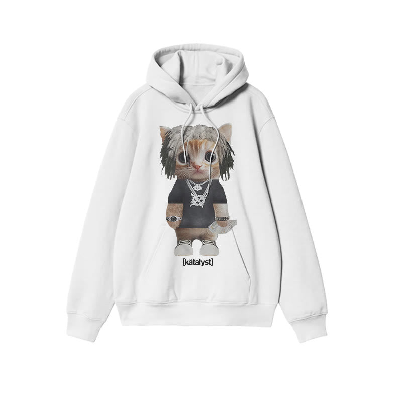 Unisex Street Style Cat Print Hoodie