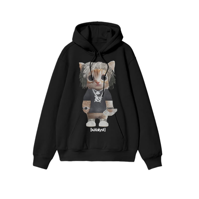 Unisex Street Style Cat Print Hoodie