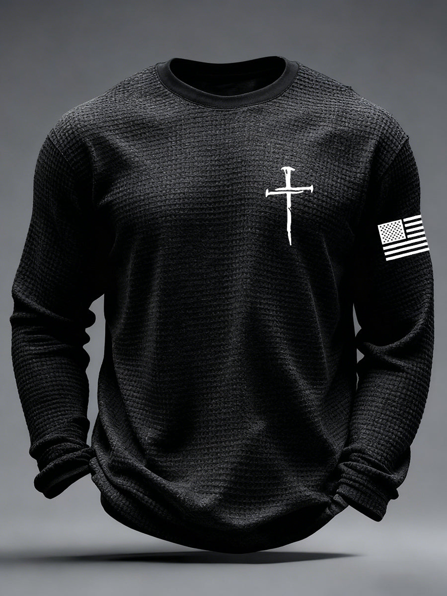 Men's Jesus The Way The Truth The Life Cross  Waffle Long Sleeve T-Shirt