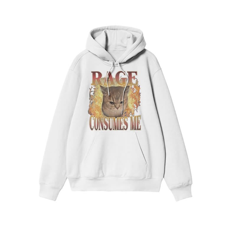 Rage Consumes Me Meme Cat Print Causal Hoodie