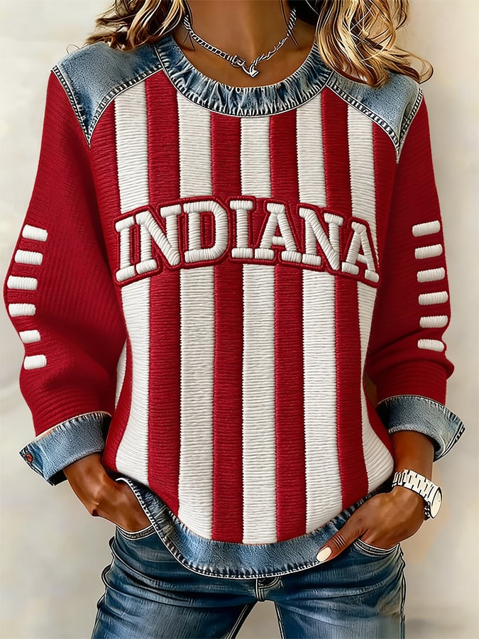 Women's rugby print long-sleeved sweatshirt