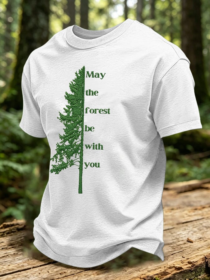Men's May The Forest Be With You Printed Casual T-Shirt