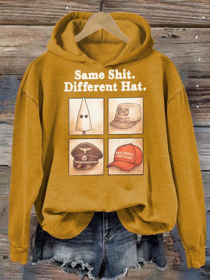 Women's Same Shit Different Hat Print Hoodie