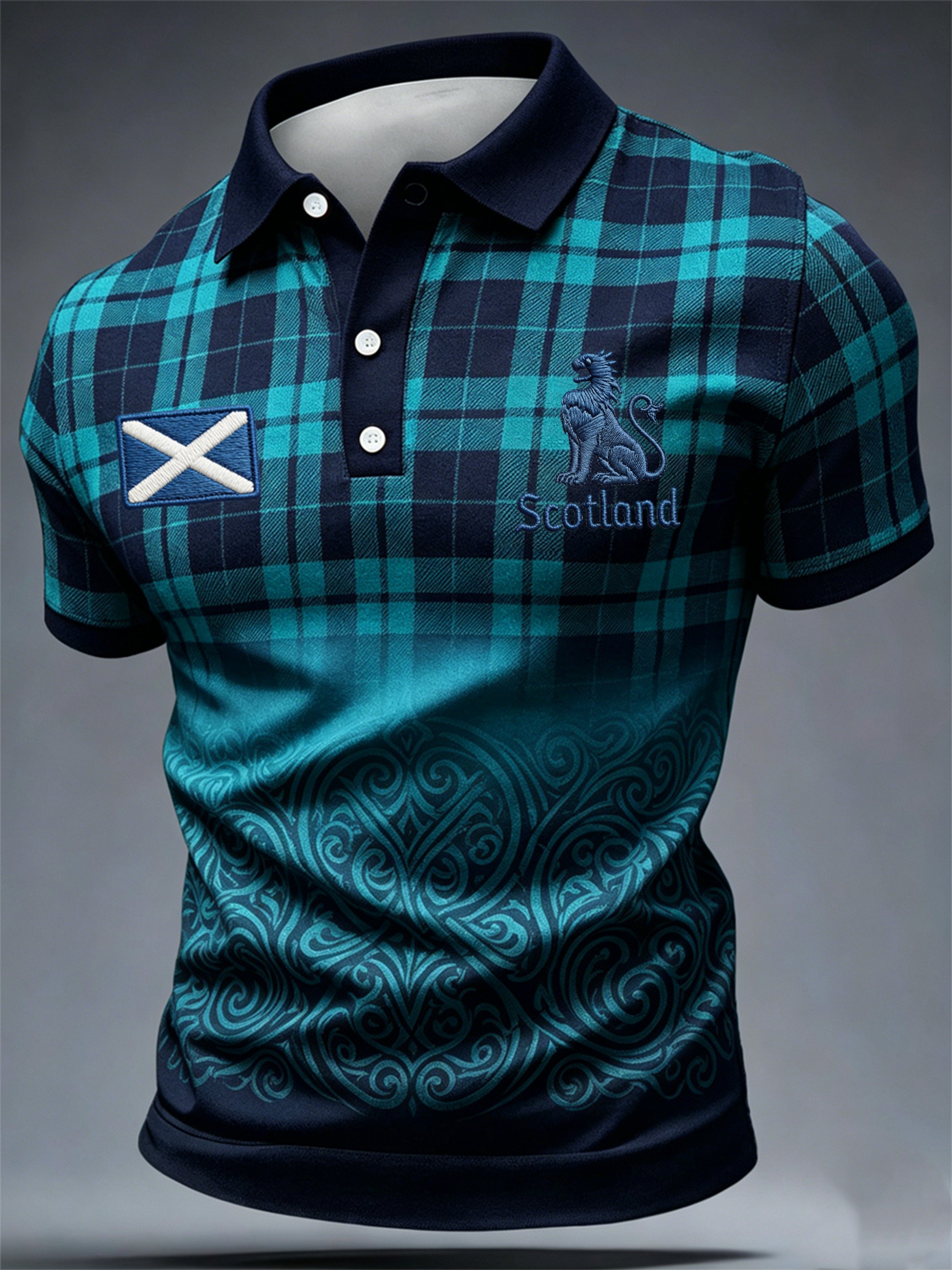 Men's Scottish Football Fans Print Casual Polo