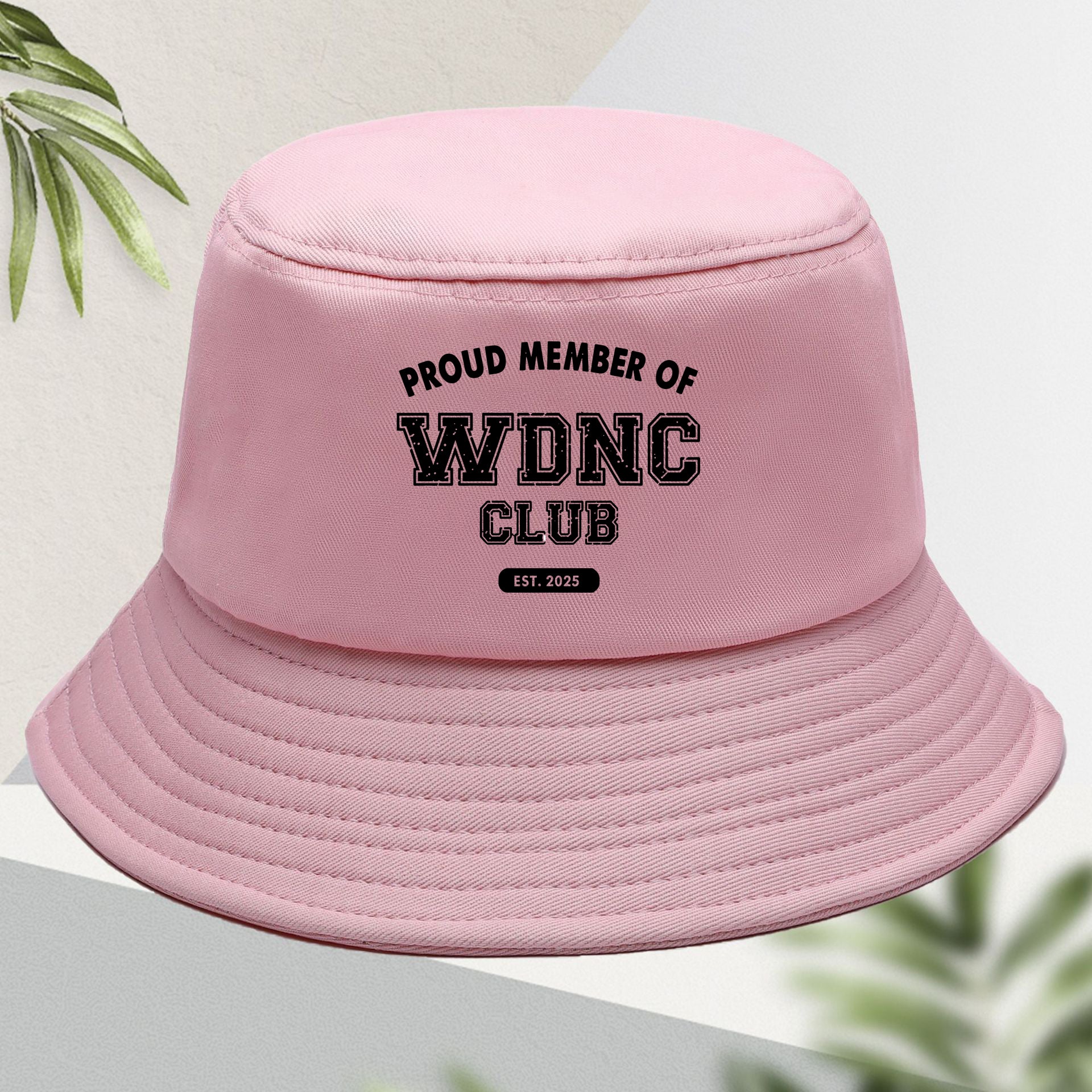 Retro style WDNC Club member menopause postmenopausal printed bucket hat