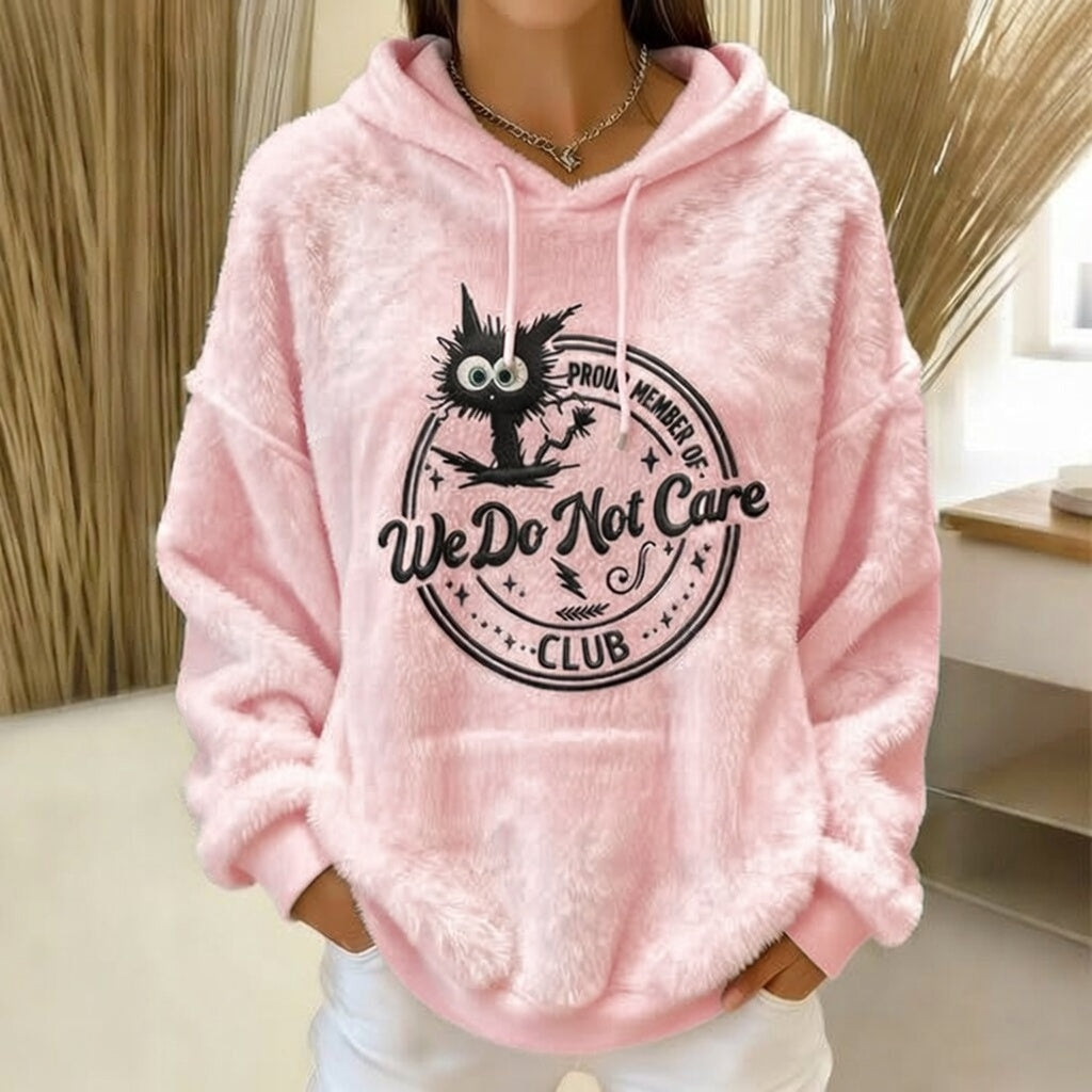 Women's Retro Funny Proud Member Of Club We Do Not Care Menopause Perimenopause Print Flannel hoodie