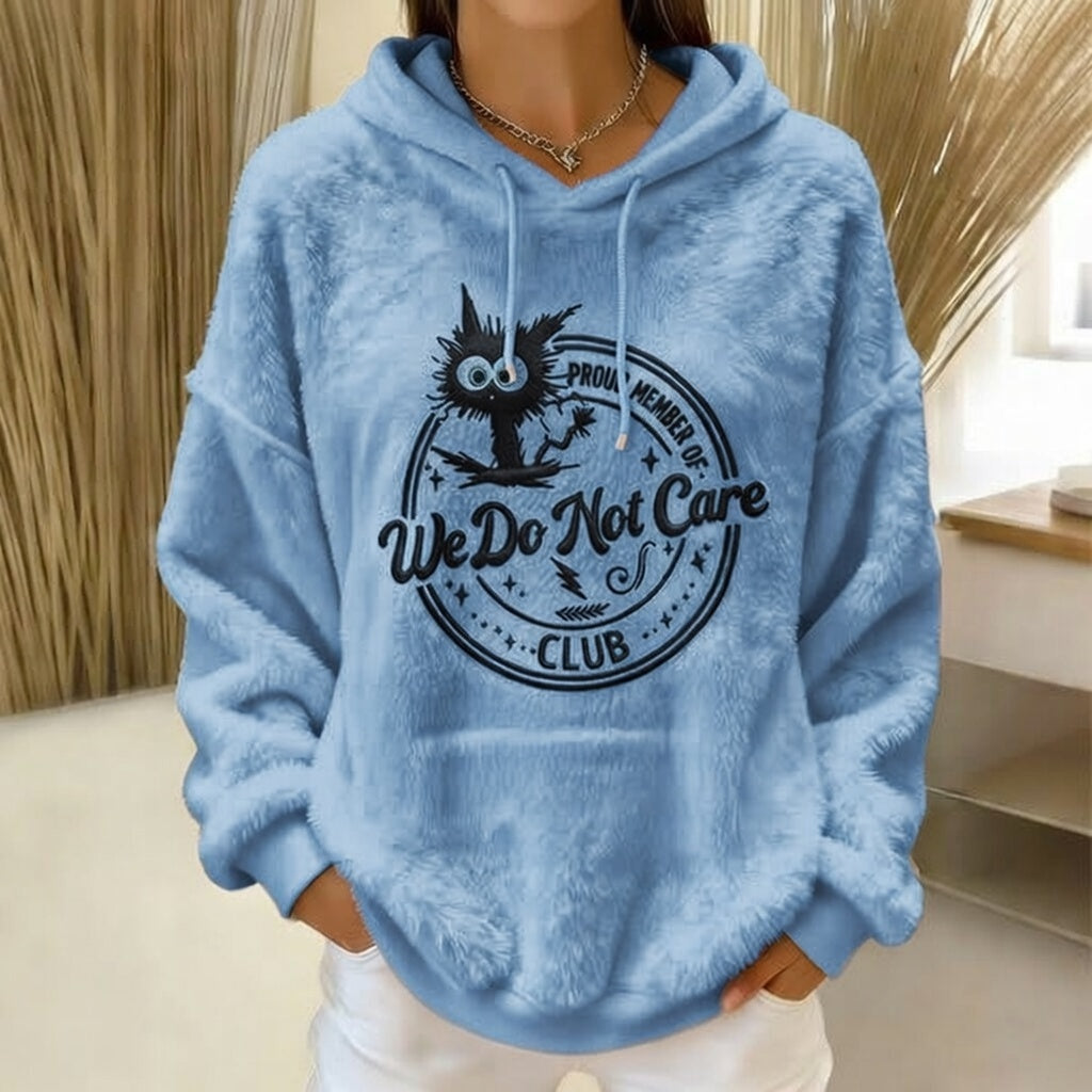 Women's Retro Funny Proud Member Of Club We Do Not Care Menopause Perimenopause Print Flannel hoodie