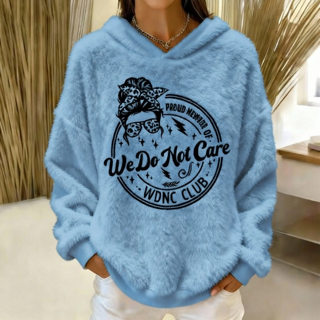 Women's Retro Funny Proud Member Of Club We Do Not Care Menopause Perimenopause Print Flannel hoodie