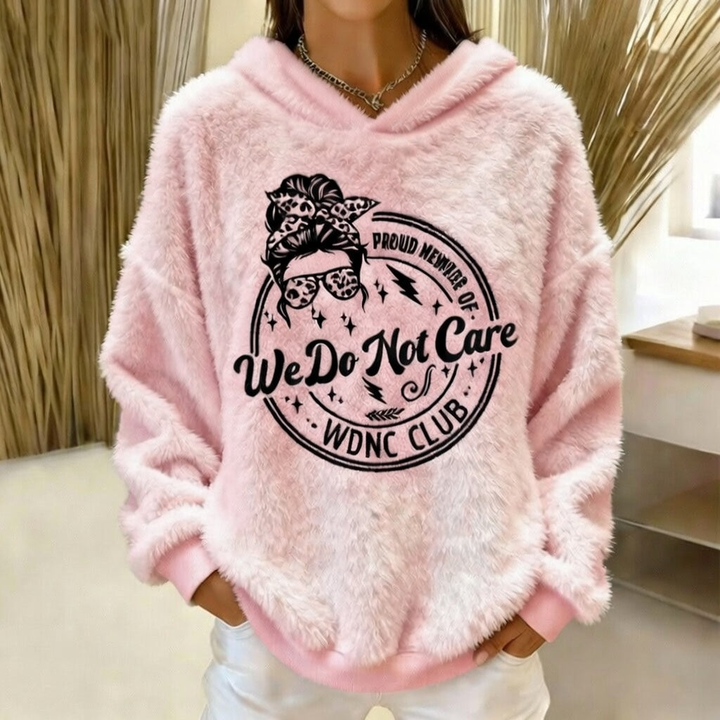 Women's Retro Funny Proud Member Of Club We Do Not Care Menopause Perimenopause Print Flannel hoodie