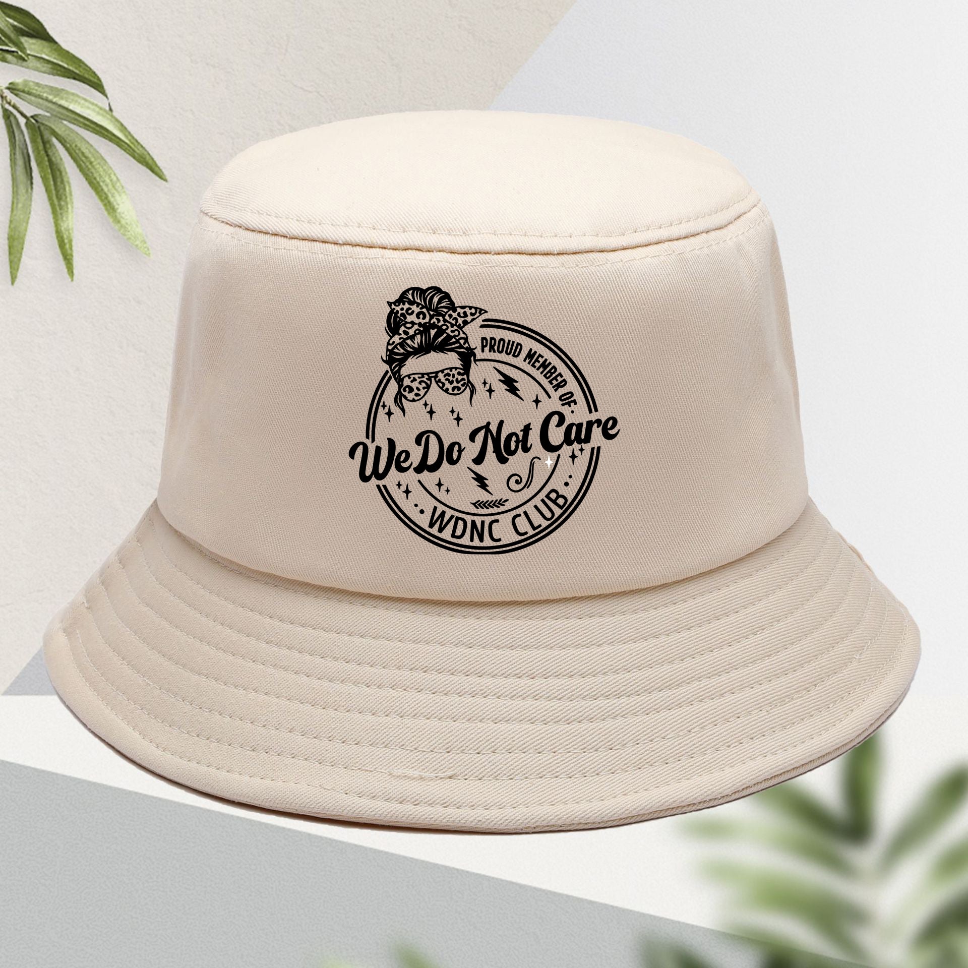 Retro style WDNC Club member menopause postmenopausal printed bucket hat
