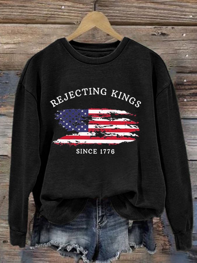 Women's Rejecting Kings Since 1776 Print Casual Sweatshirt