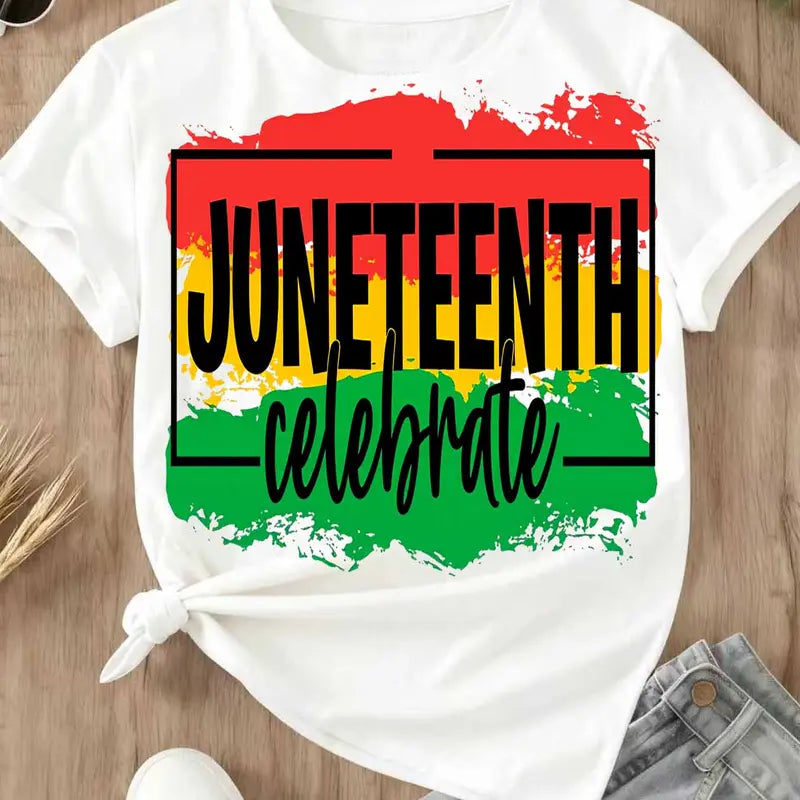 Juneteenth Celebrate Flag Print T-Shirt