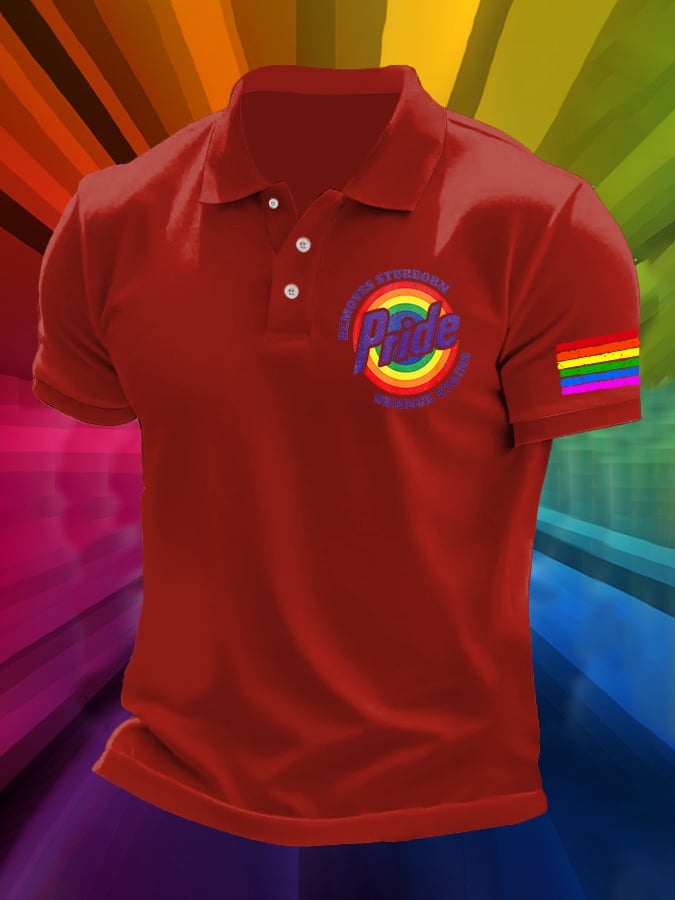 Men's Retro Pride LGBTQ Print Polo Shirt
