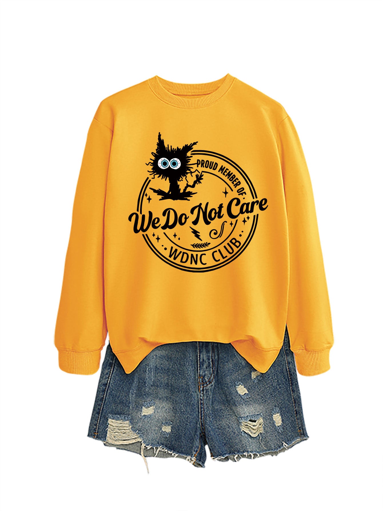 Retro-inspired fun, WDNC Club proud member, menopause-themed printed sweatshirt.
