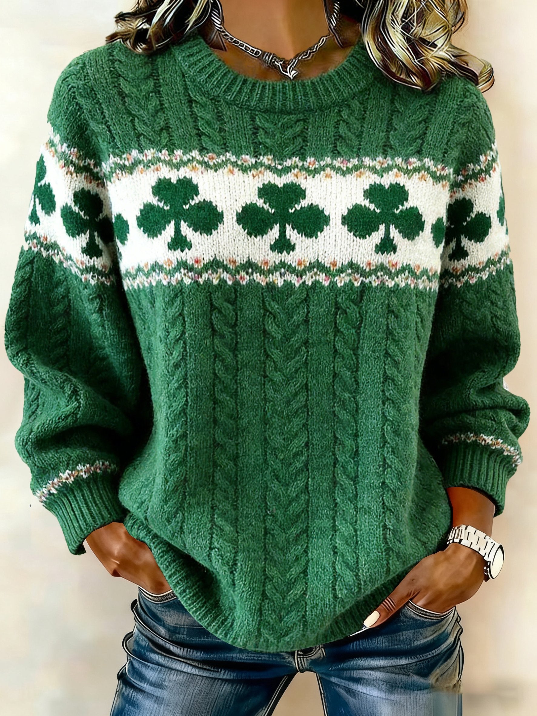 Women'S Casual St. Patrick'S Day Printed Sweater
