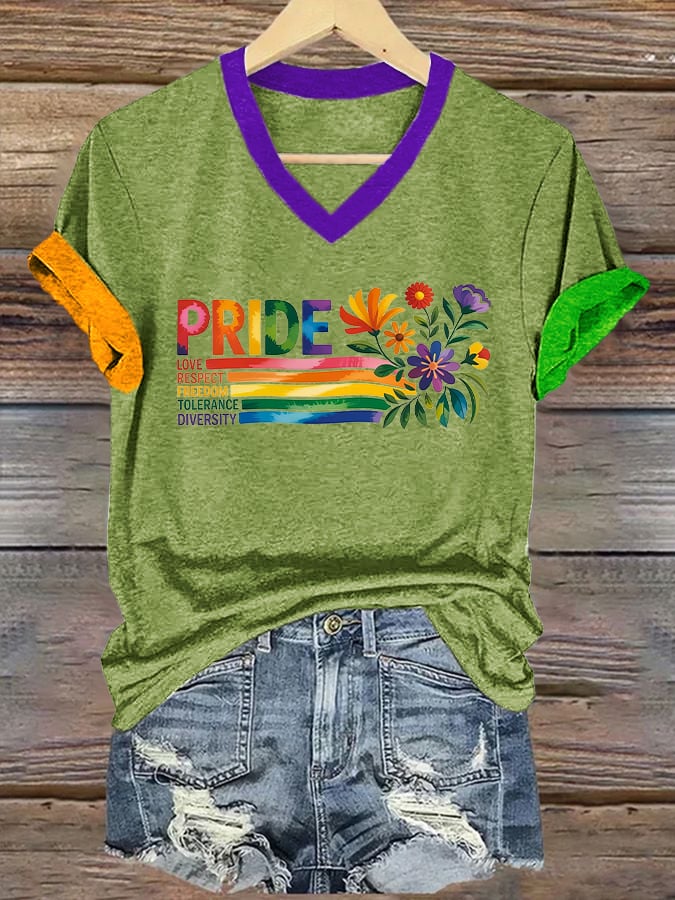 Women's Pride Love Respect Freedom Tolerance Diversity Print T-Shirt