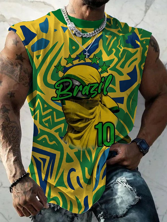 Brazil 10 Football Camo Print Tank Top