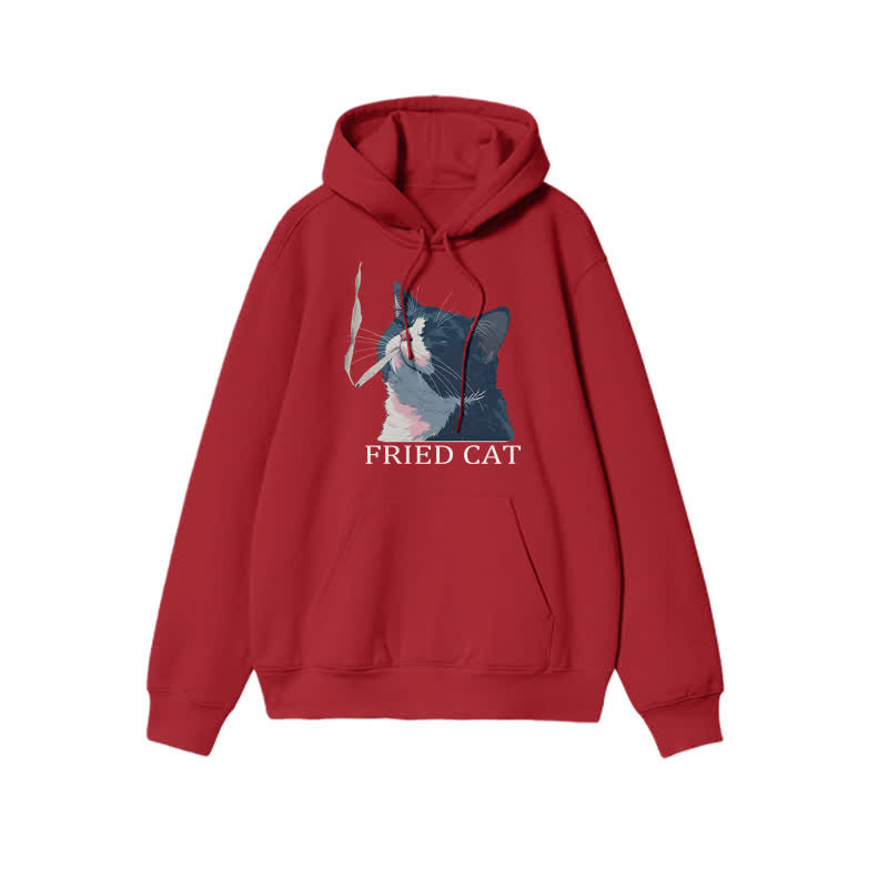 Unisex Fried Cat Print Hoodie