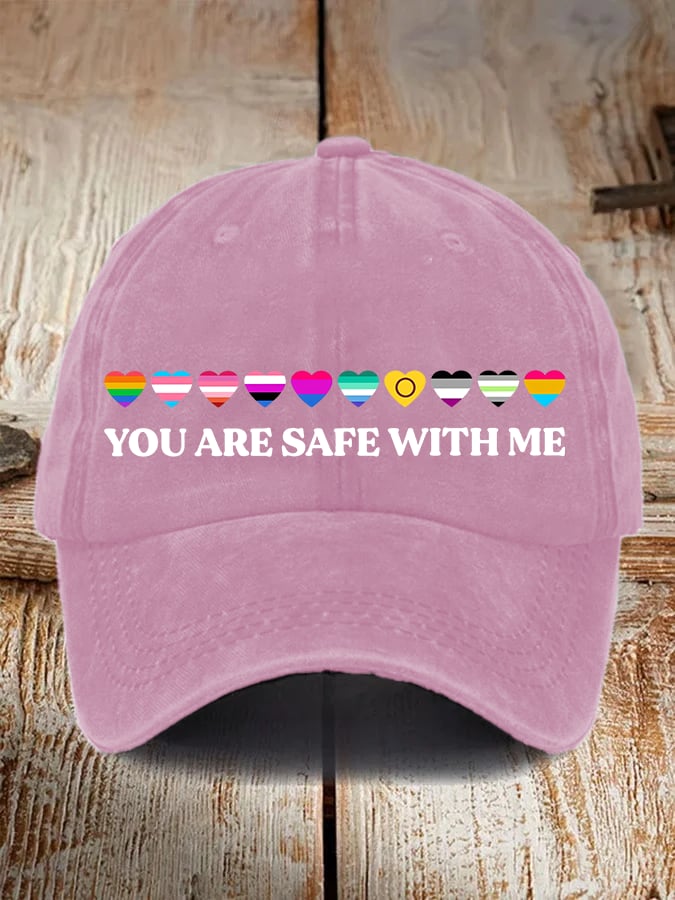 Unisex  YOU ARE SAFE WITH ME Print  Cap