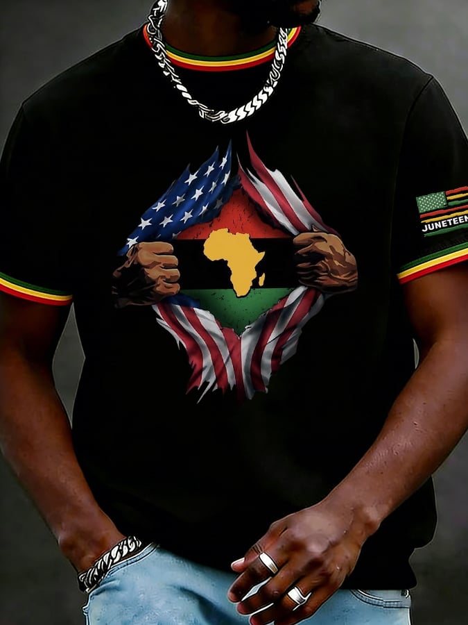 Men's Juneteenth Breaking Every Chain Printed Casual T-shirt