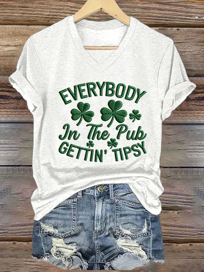 Women's Everybody In The Pub Getting Tipsy Print Casual T-Shirt