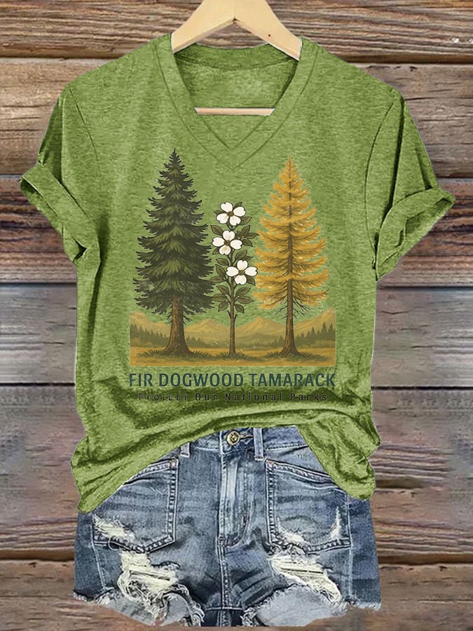 Women's National Park Print Casual T-Shirt