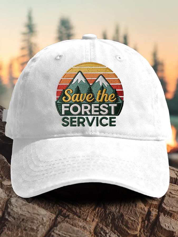 Retro Save The Forest Service Print Baseball Cap