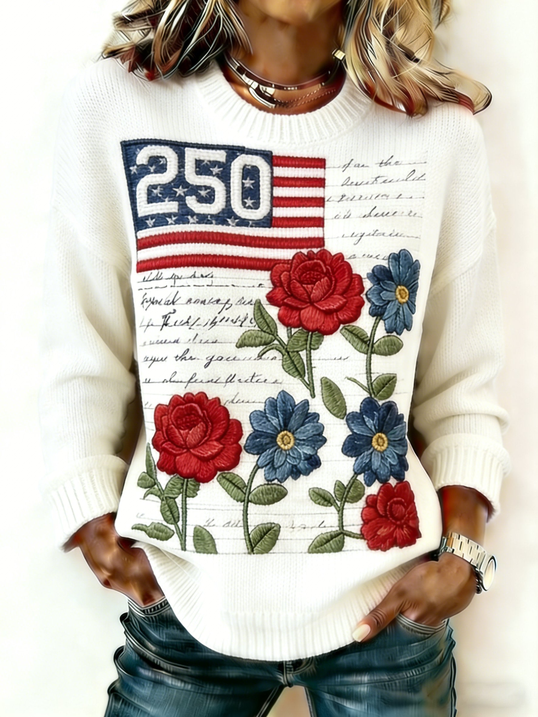 Women's Retro 250th Anniversary Print Sweater