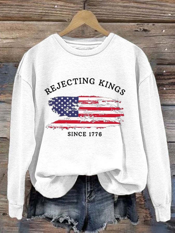 Women's Rejecting Kings Since 1776 Print Casual Sweatshirt