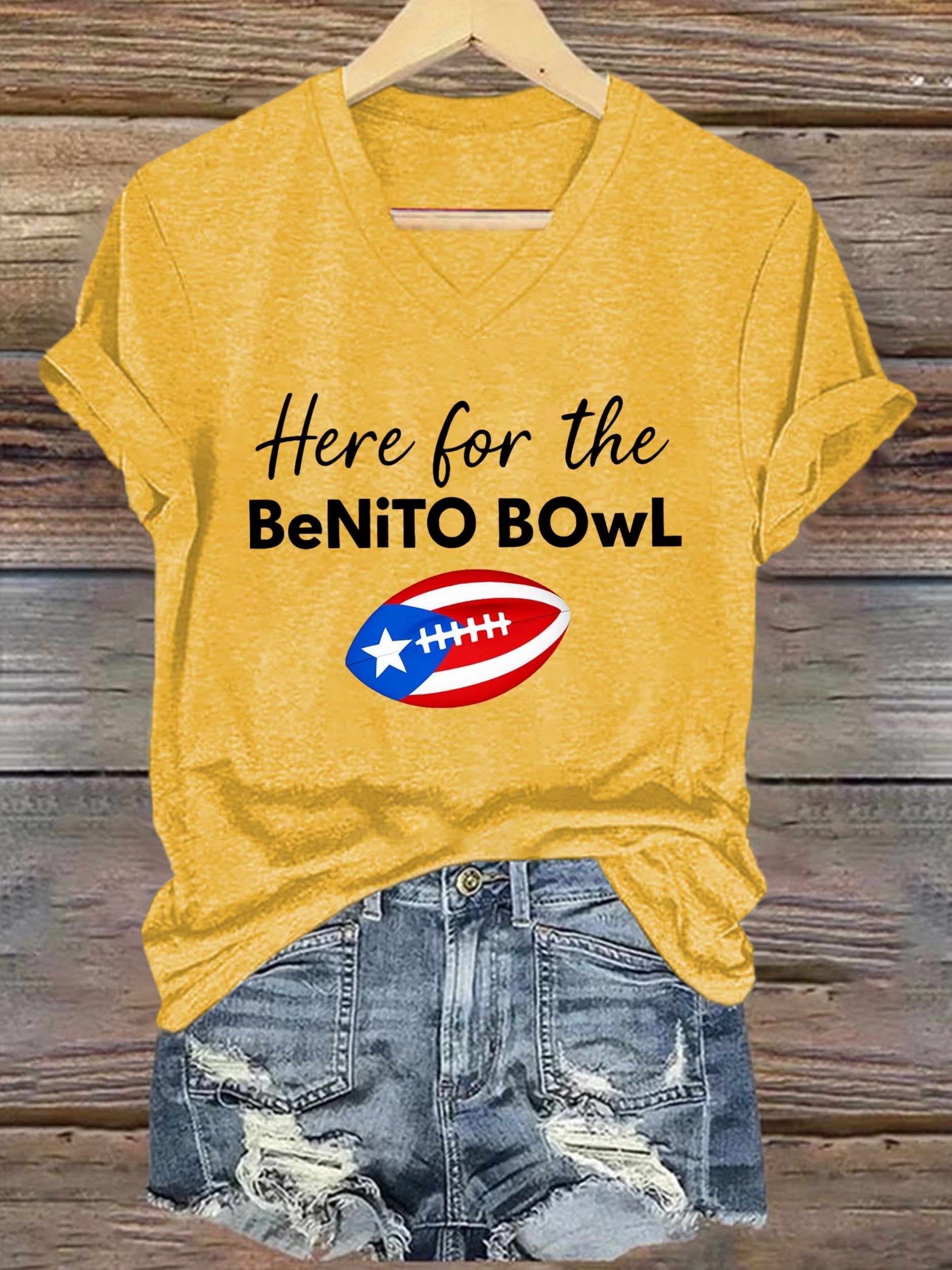 Women's Puerto Rico Print V Neck T-shirt