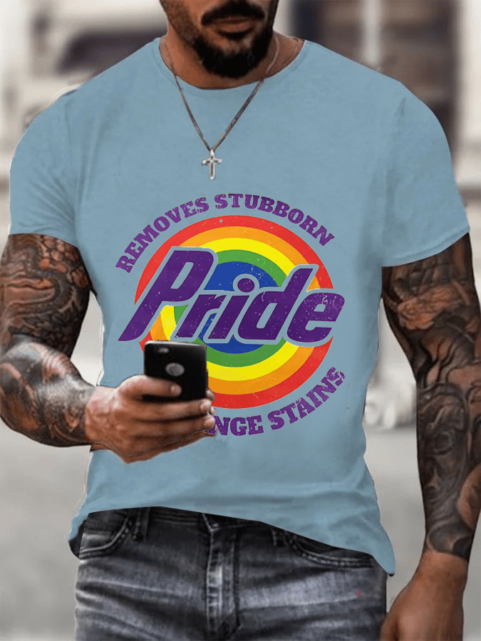 Men's Pride Rainbow Print Casual Crew Neck T-Shirt