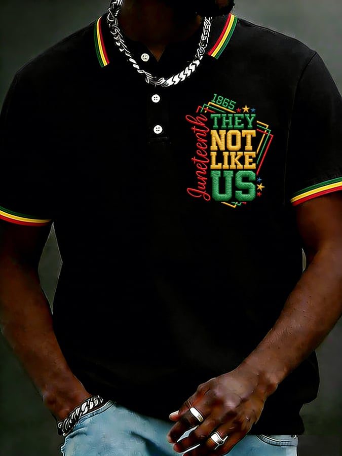 Men's Juneteenth They Not Like Us Print Polo Shirt