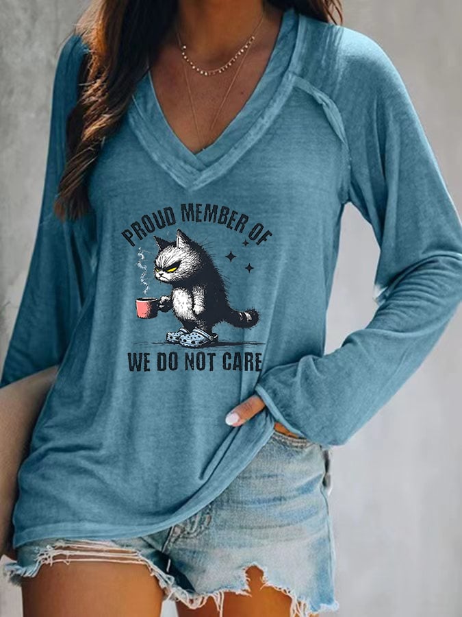 Women's  V-neck Retro Funny Proud Member Of  Club Menopause Perimenopause Print T-Shirt