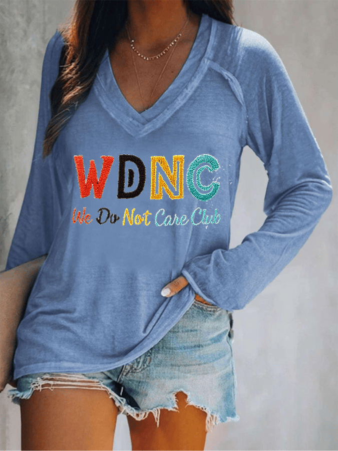 Women's  V-neck Retro Funny Proud Member Of WDNC Club Menopause Perimenopause Print T-Shirt