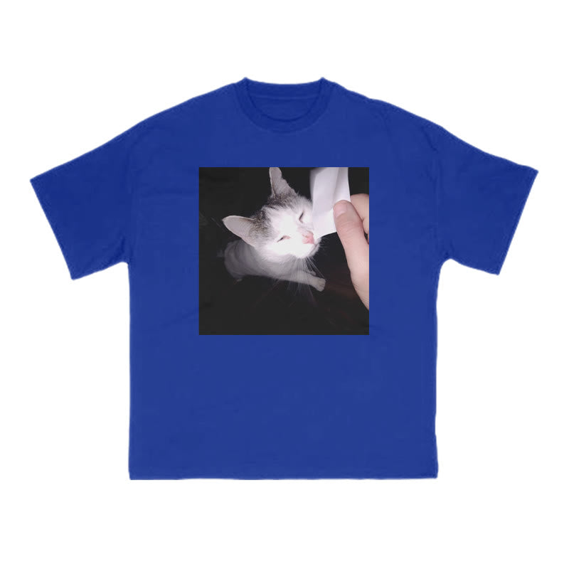 Unisex Provocative Cat Print T-shirt