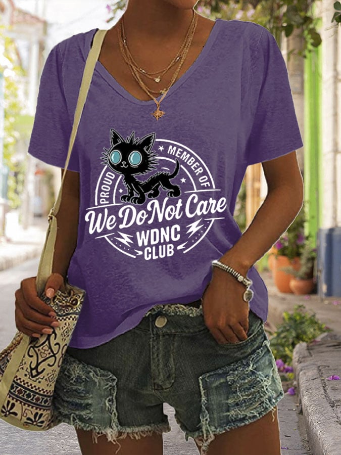 Women's  Retro Funny Proud Member Of WDNC Club We Do Not Care Menopause Perimenopause Print T-Shirt