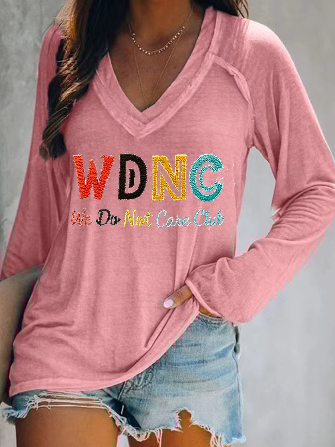 Women's  V-neck Retro Funny Proud Member Of WDNC Club Menopause Perimenopause Print T-Shirt