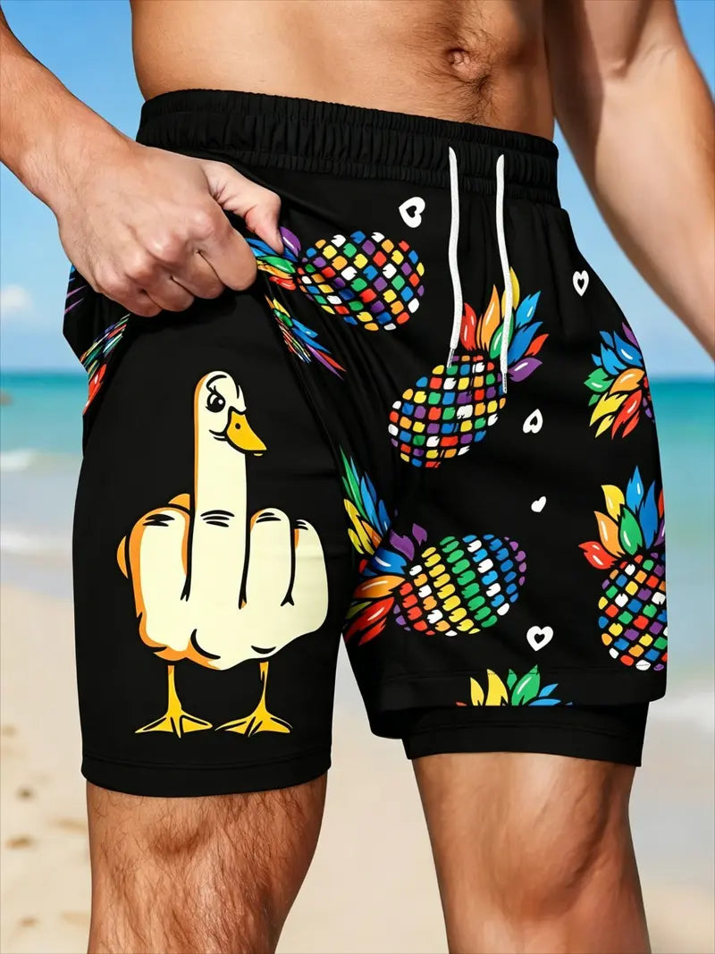Unisex 2-in-1 Quick-Dry Beach Shorts