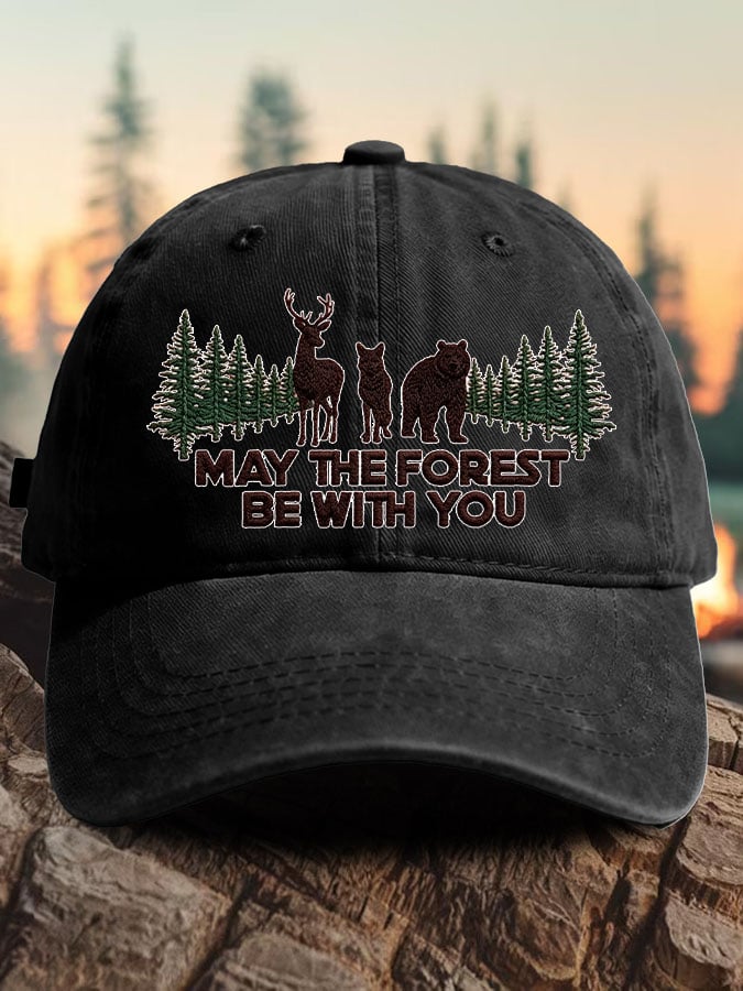 Retro May The Forest Be With You Print Baseball Cap