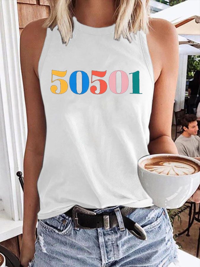 Women's 50 Protests 50 States 1 Movement Print Crew Neck Tank Top