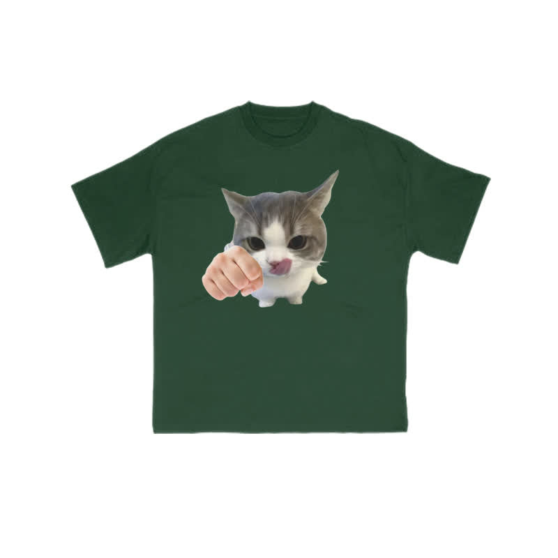 Unisex Kung Fu Cat Print T-shirt