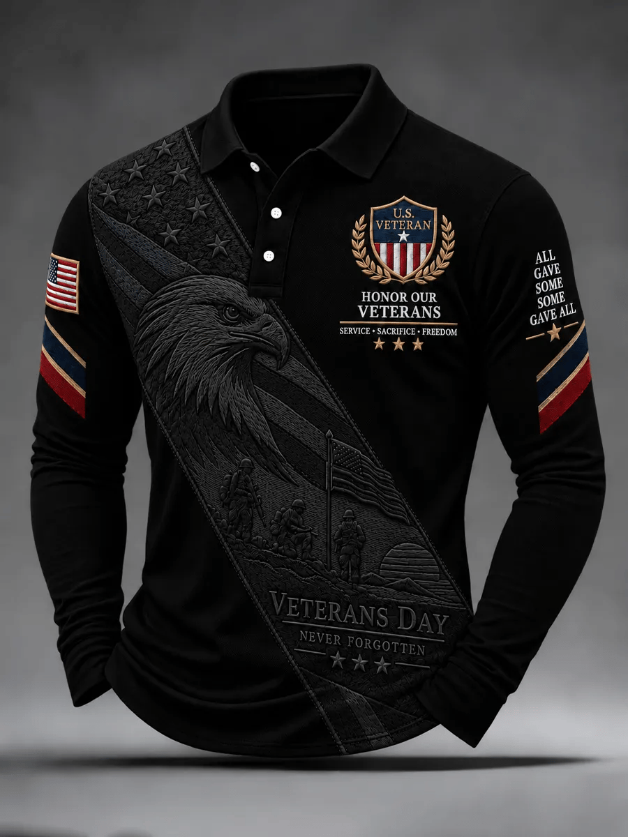 🎖️Men's Veterans Day Theme Waffle Long Sleeve T-Shirt