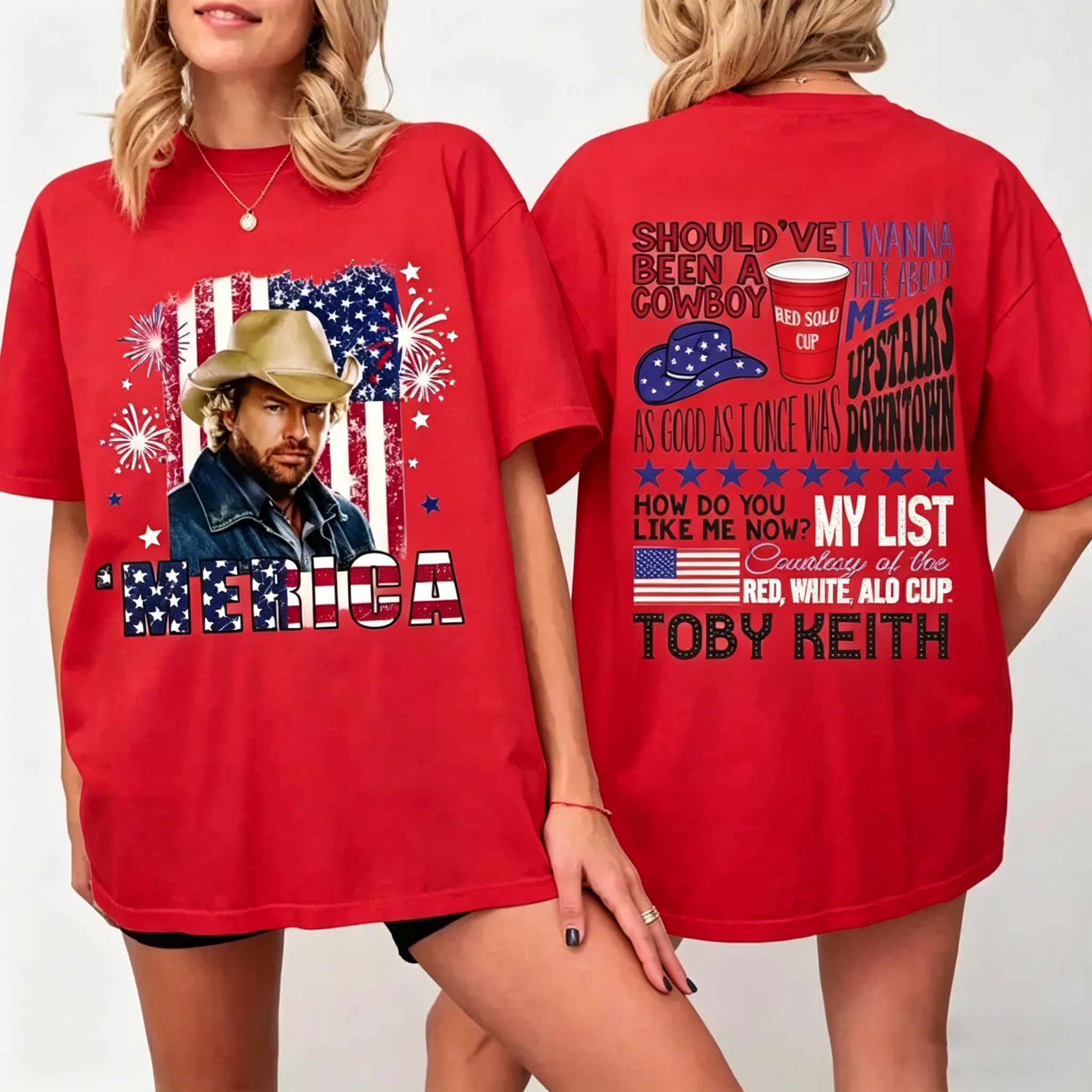 Women's Patriotic Toby Courtesy of the Red White and Blue T-Shirt