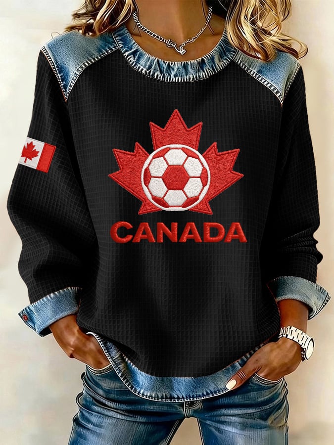 Women's Canadian Football Fan Color-Blocked Sports Shirt