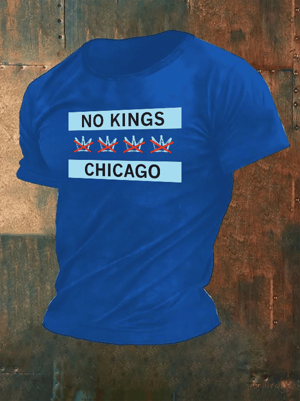 Men's  No Kings Chicago Flag Print  T-Shirt